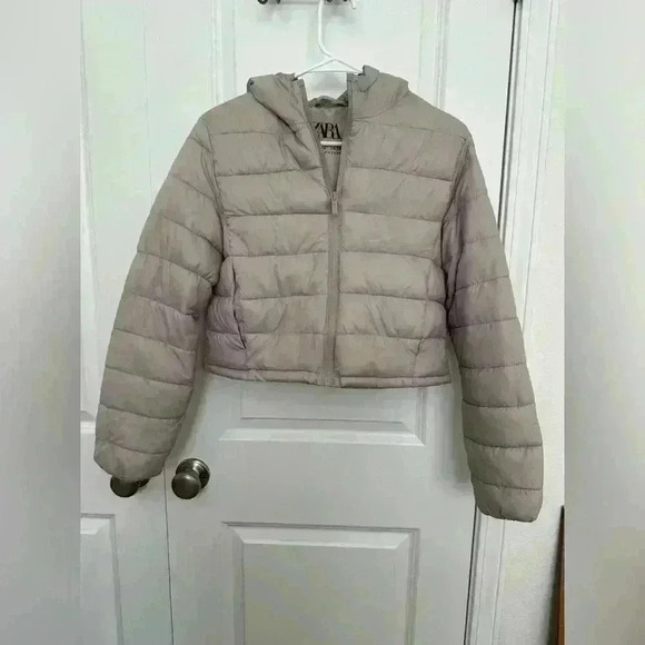 ZARA Kids Neutral/Tan Colored Puffer Jacket Size 13/14 - Picture 1 of 6